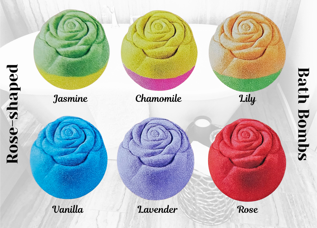 handcrafted rose‑shaped bath bomb made with natural ingredients for curated gift boxes