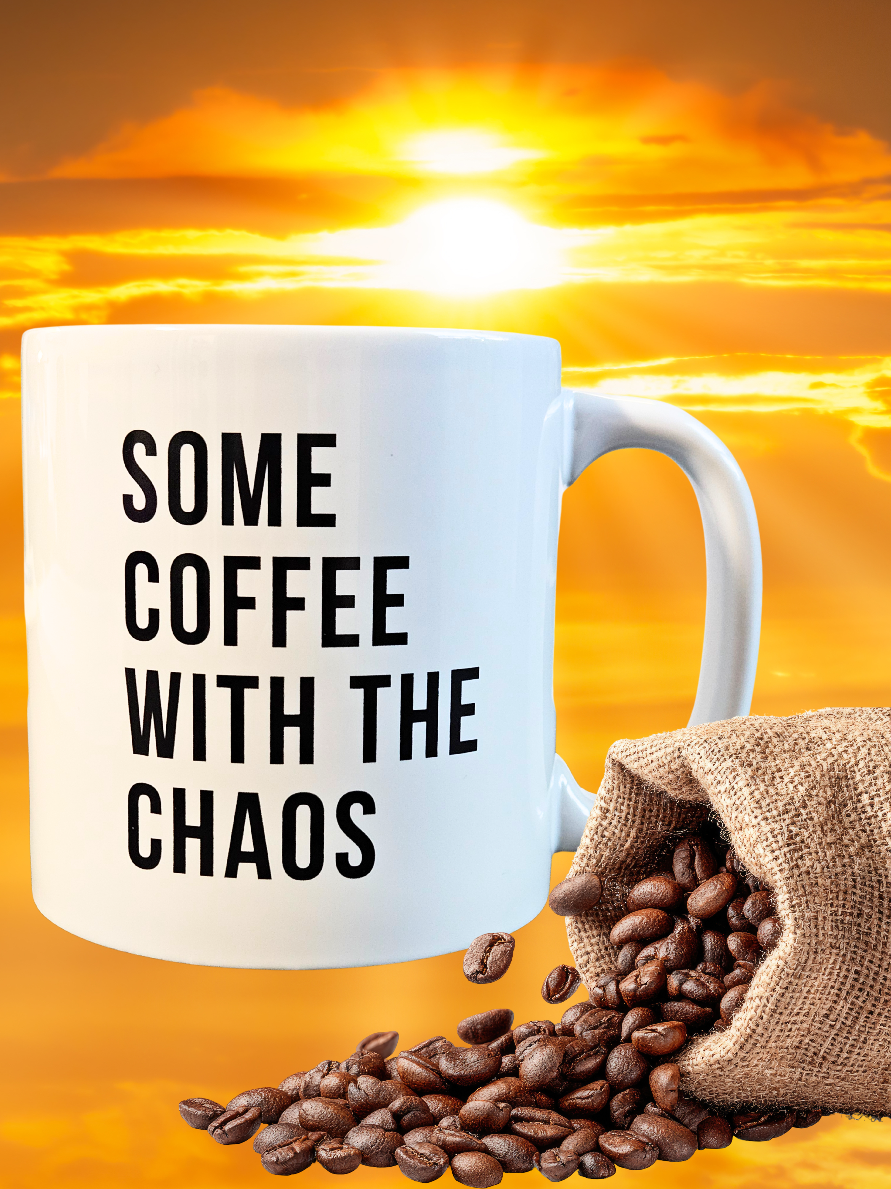 16 oz White Mug - "Some Coffee with the Chaos"