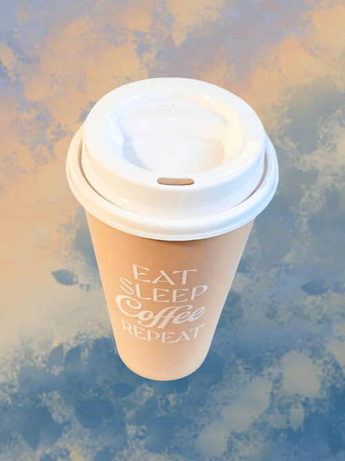 16 oz Reusable Go Cup - "Eat Sleep Coffee Repeat"