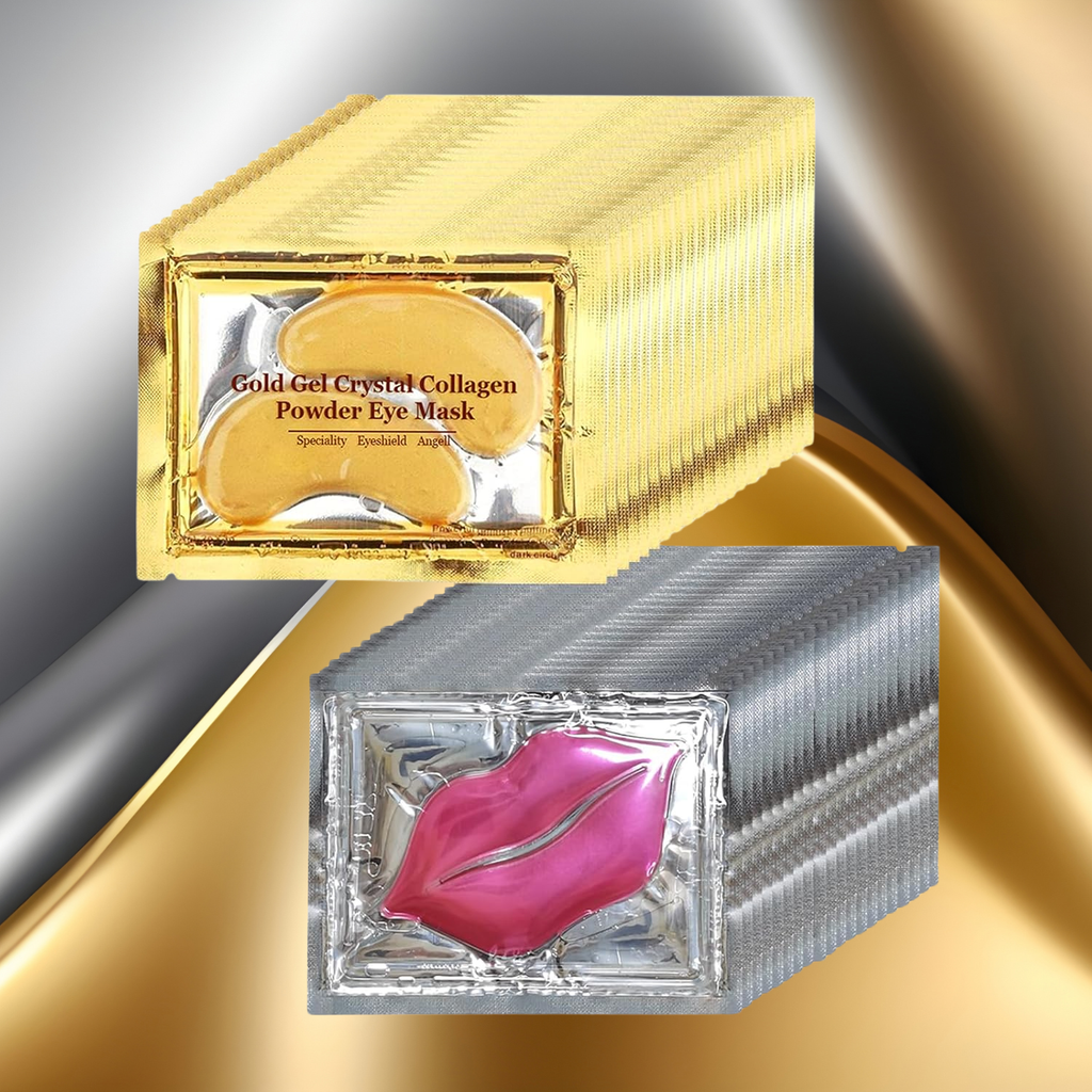 hydrating mask duo with pink lip mask and 24K gold gel under‑eye masks for curated gift boxes