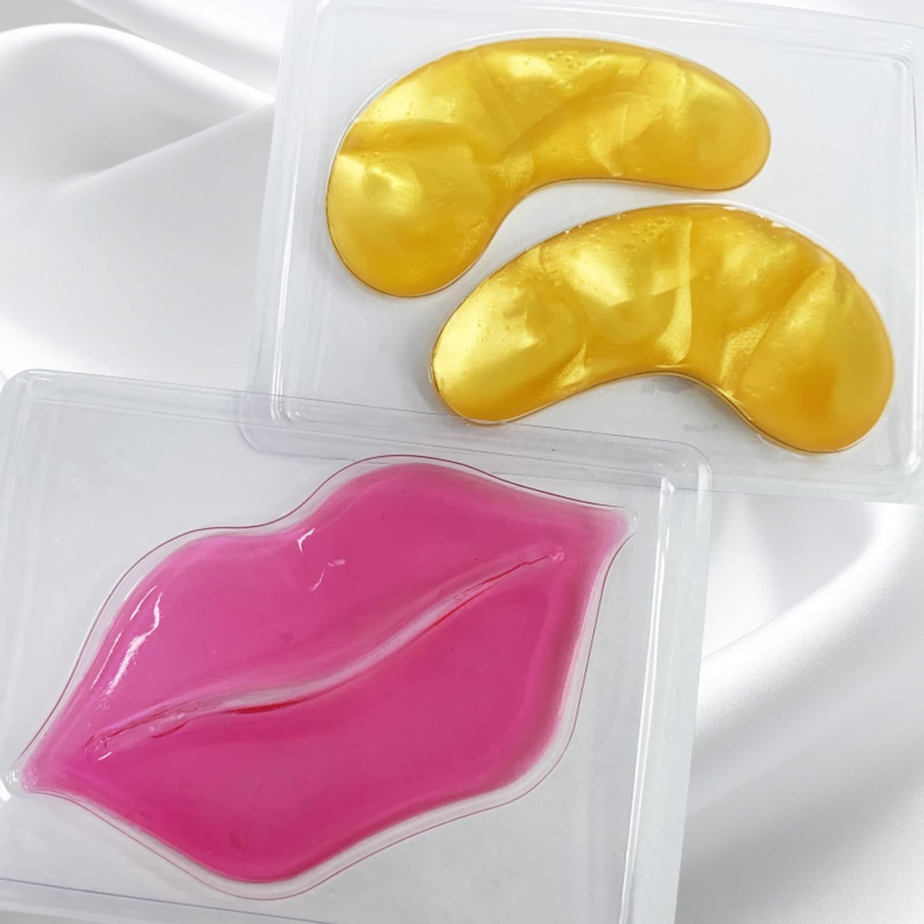 hydrating mask duo with pink lip mask and 24K gold gel under‑eye masks for curated gift boxes