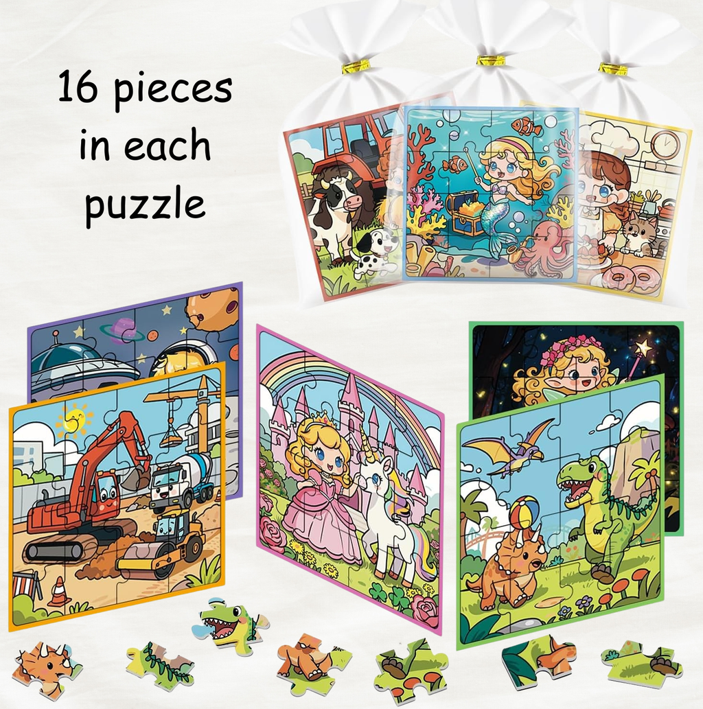 kids magnetic puzzle with 16 sturdy pieces and background support image, 4.73 × 4.73 inches, for curated gift boxes