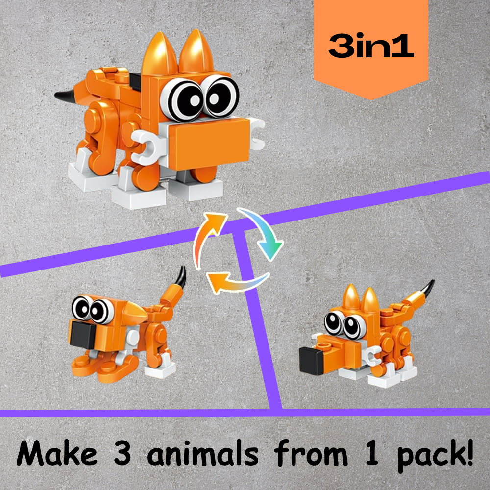 3-in-1 Mini Animal Building Blocks