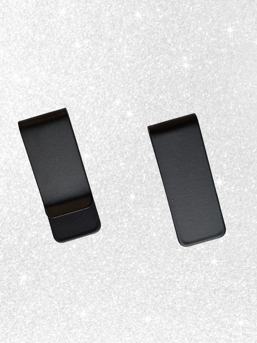 stainless steel money clip with smooth edges in black or silver for curated gift boxes