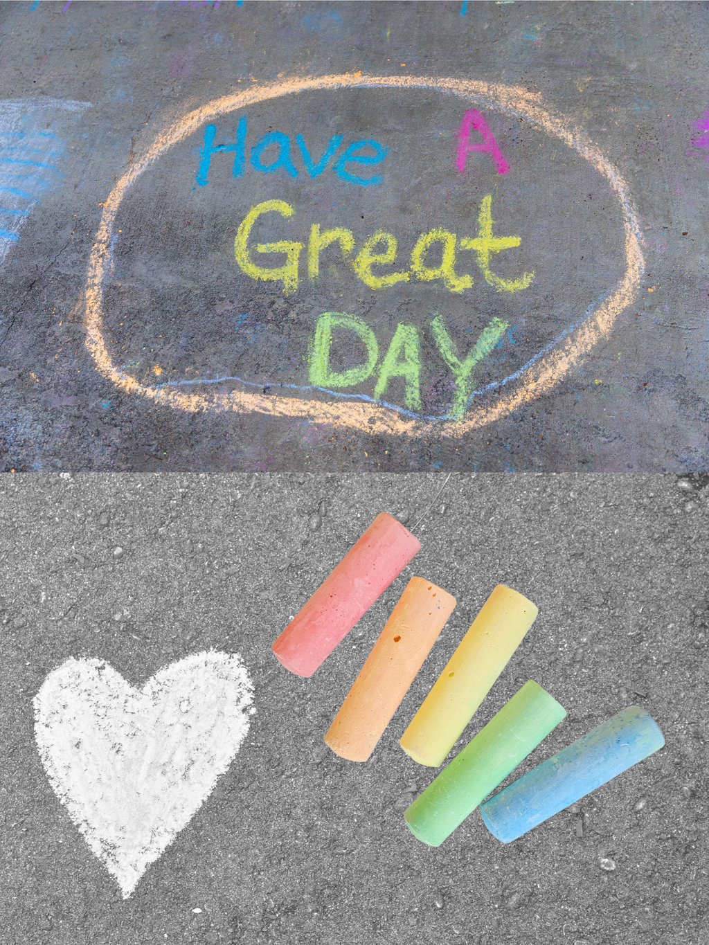 set of 5 sidewalk chalk sticks in red, orange, yellow, green, and blue