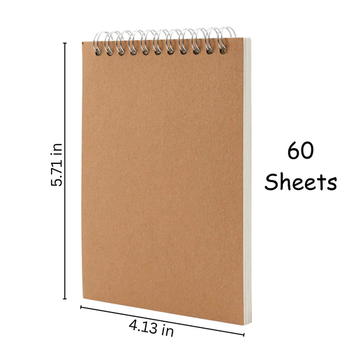 A6 top‑spiral sketch book with kraft paper covers and 60 ivory blank sheets for curated gift boxes